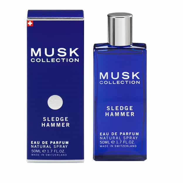 Musk Collection Sledge Hammer Eau de Parfum för män, 100 ml, Långvarig doft med träig och myskig ton, Lämplig för alla tillfällen, Tillverkad i Schweiz, Hög kvalitet, Med plastförsegling