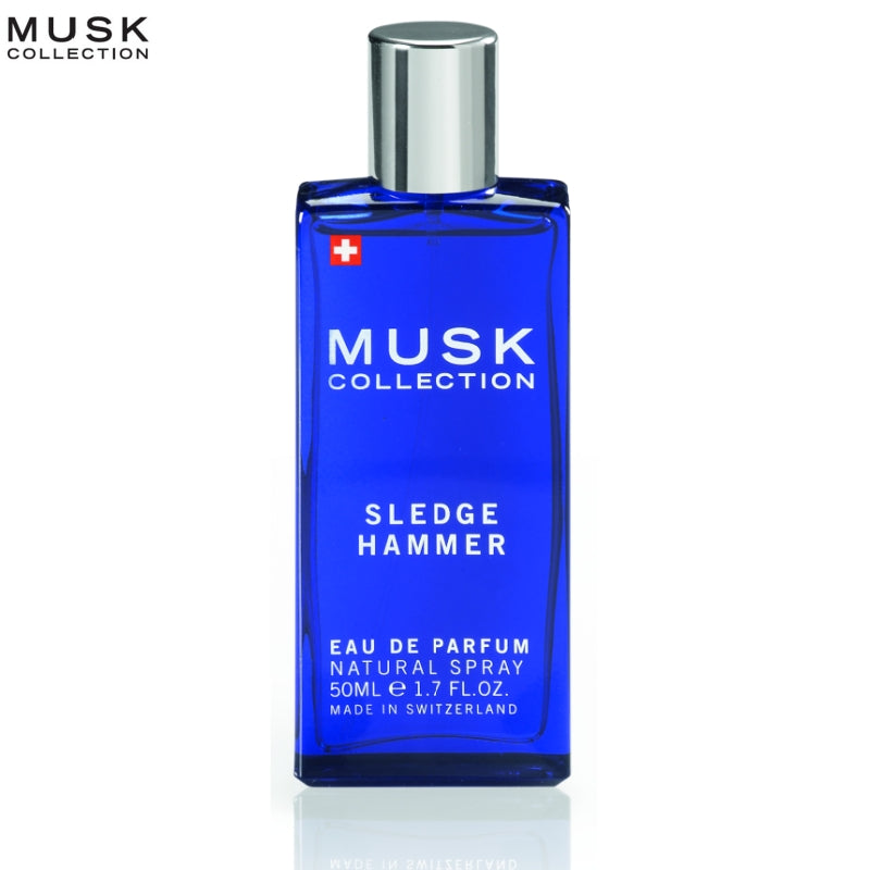 Musk Collection Sledge Hammer Eau de Parfum för män, 100 ml, Långvarig doft med träig och myskig ton, Lämplig för alla tillfällen, Tillverkad i Schweiz, Hög kvalitet, Med plastförsegling