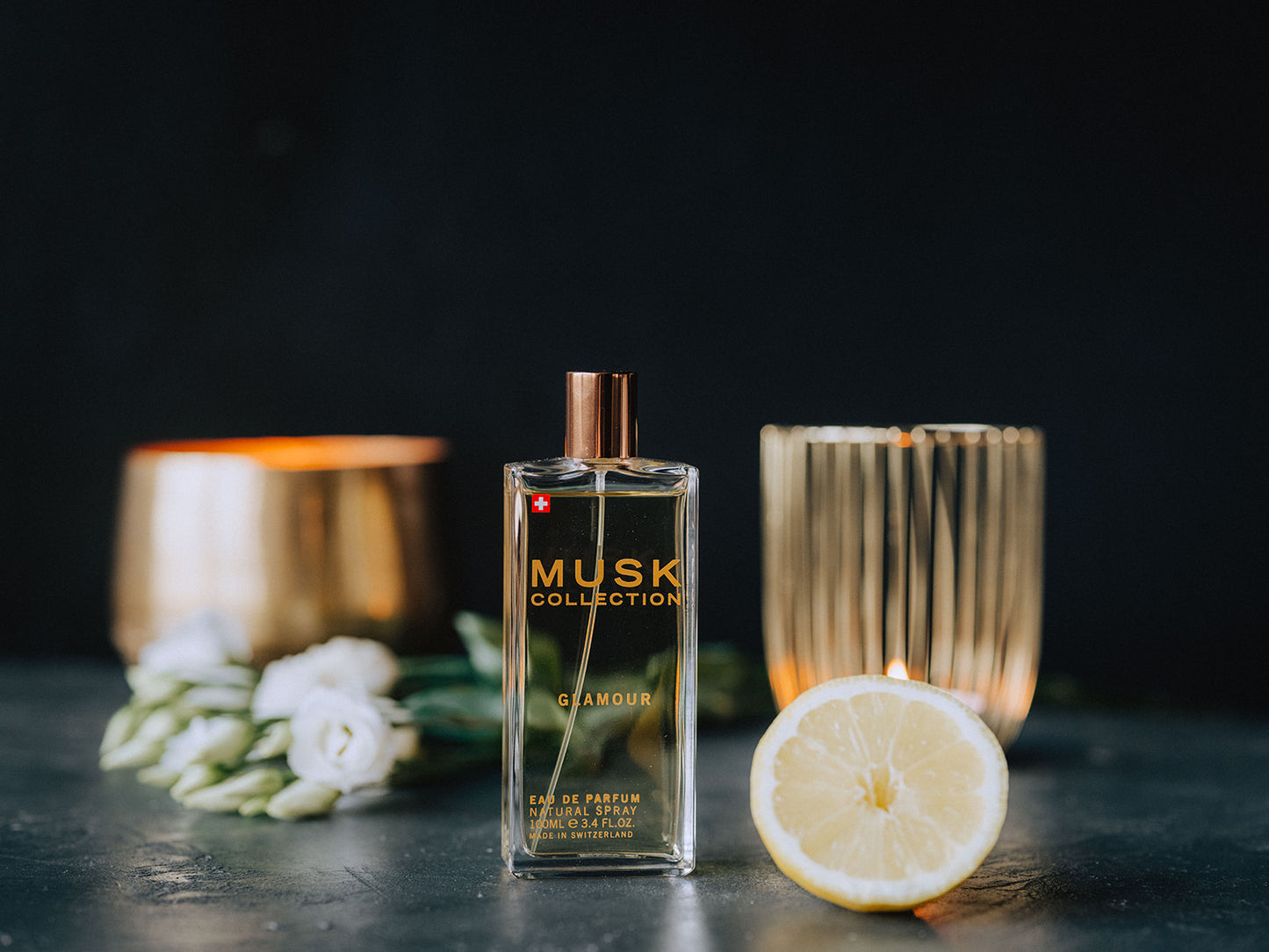 Musk Collection Glamour Eau de Parfum Spray för Kvinnor, Nat, Långvarig doft, Lyxig doft, Hög kvalitet, Tillverkad i Schweiz