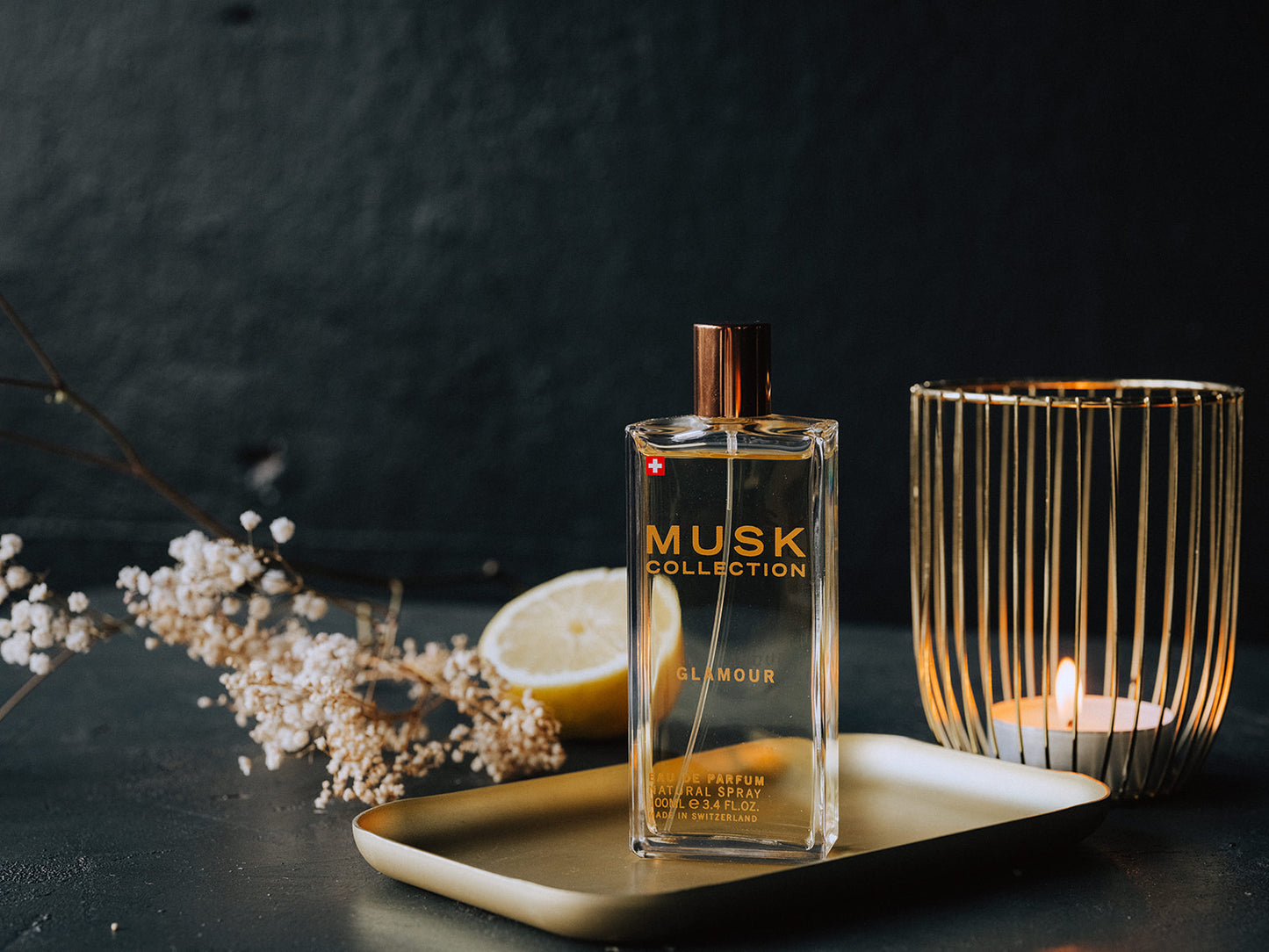 Musk Collection Glamour Eau de Parfum Spray för Kvinnor, Nat, Långvarig doft, Lyxig doft, Hög kvalitet, Tillverkad i Schweiz
